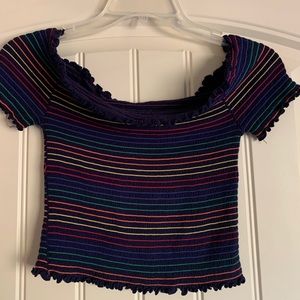 Tight cropped rainbow top